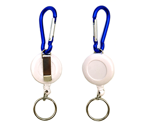 Yoyo blanc avec porte-clés et mousqueton bleu