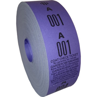 Tickets de vestiaire double coupon en rouleaux