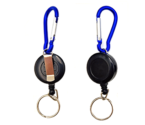 Yoyo noir avec porte-clés et mousqueton bleu