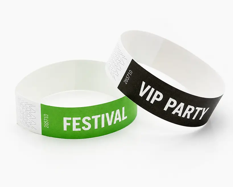 Bracelets en papier avec impression blanche