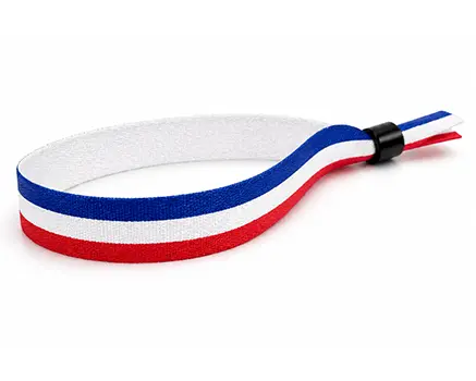 Bracelets de festival avec rayures bleues, blanches et rouges – France