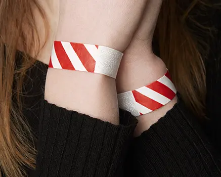Rouge et blanc rayés Bracelets en papier Tyvek