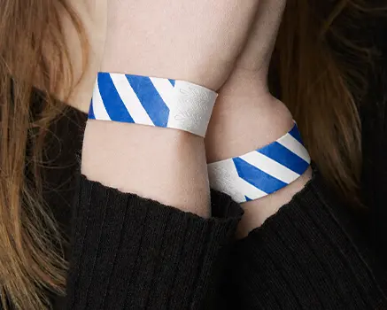 Bleu et blanc rayés Bracelets en papier Tyvek