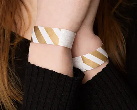 Or et blanc rayés Bracelets en papier Tyvek