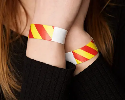 Rouge et jaune rayés Bracelets en papier Tyvek